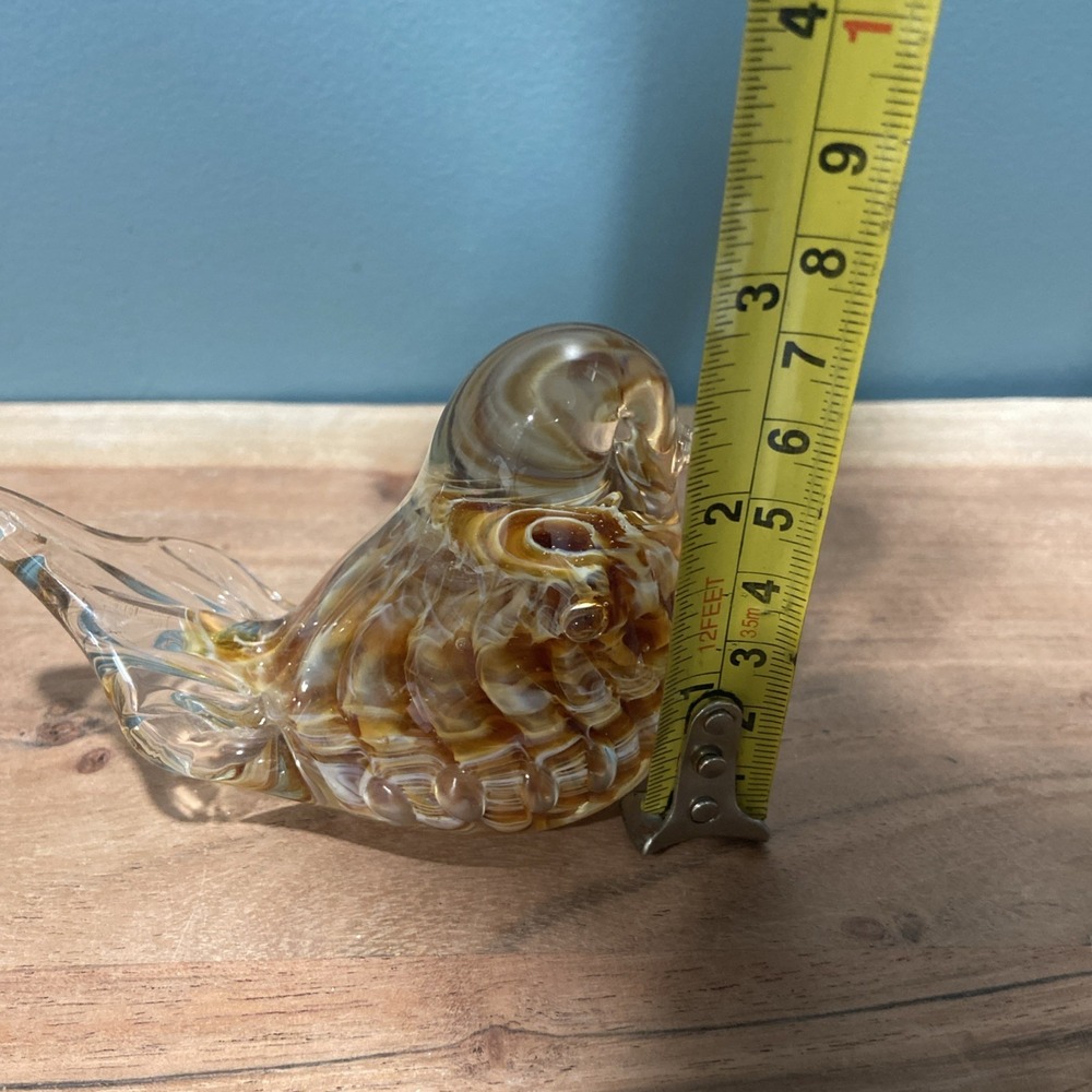 VTG Joe St. Clair Brown Blown Art Glass Bird Figurine Paperweight 4"x2.5" - Picture 5 of 5